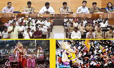 கலெக்டர் கிறிஸ்துராஜ் தலைமையில் ஆலோசனை கூட்டம் நடைபெற்ற காட்சி.&nbsp;