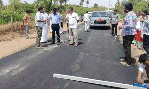 வளர்ச்சி திட்டப் பணிகளை கலெக்டர் ஆய்வு செய்த காட்சி.