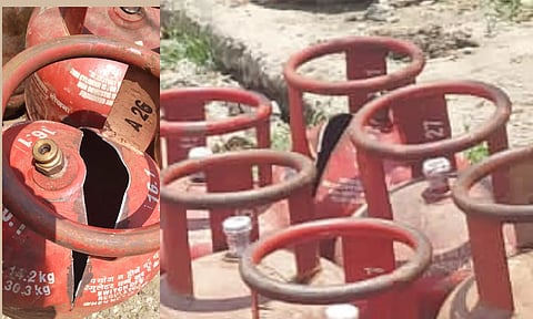 வீடுகளுக்கு சப்ளை செய்ய இருந்த கியாஸ் சிலிண்டர் வெடித்ததால் பரபரப்பு- பொதுமக்கள் அதிர்ச்சி