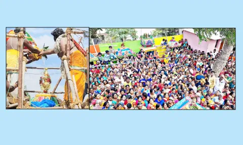 கோபுர கலத்தில் புனித நீரை சிவாச்சாரியார்கள் ஊற்று வதையும், கலந்து கொண்ட பொதுமக்களையும் படத்தில் காணலாம்.