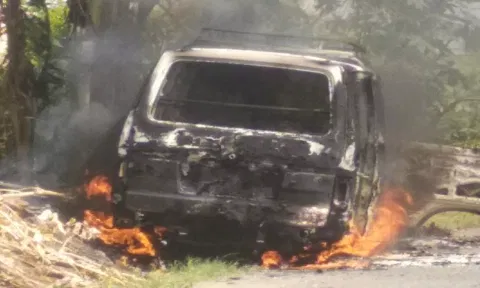 ஆம்னி வேன் தீ பிடித்து எரிந்து சேதம்