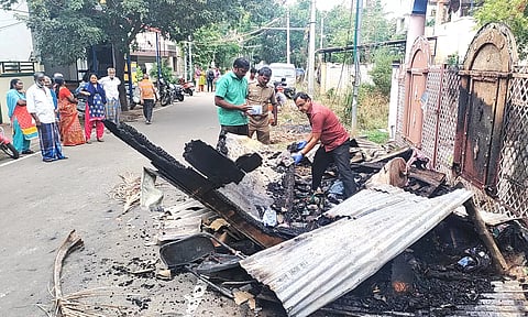 வடவள்ளி அருகே துணி அயர்ன் கடை எரிந்து நாசம்