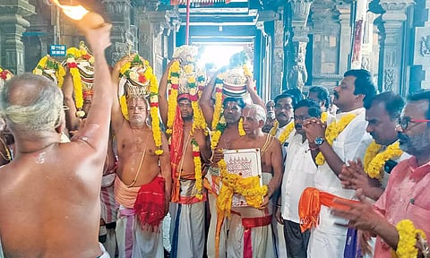 பரிமள ரெங்கநாதர் கோவிலில் பாலாலயம் நடந்தது.