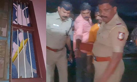 வெடிகுண்டு வீசப்பட்ட வீட்டில் போலீசார் விசாரணை