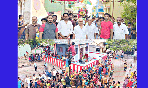 கிருஷ்ண ஜெயந்தியையொட்டி ஊர்வலம் நடந்ததையும், வழுக்கு மரம் ஏறும் போட்டியில் பங்கேற்ற இளைஞர்களையும் படத்தில் காணலாம்.