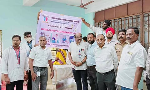 பிம்ஸ் மருத்துவமனை சார்பில் துப்புரவு பணியாளர்களுக்கு இலவச மருத்துவ முகாம் நடந்த போது எடுத்த படம்.