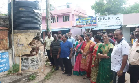 வெட்டூர்ணிமடம் பகுதியில் பொதுமக்களுக்கு இடையூறாக செயல்படாமல் இருந்த குடிநீர் தொட்டி உடனடியாக அகற்றம் மேயர் மகேஷ் நடவடிக்கை