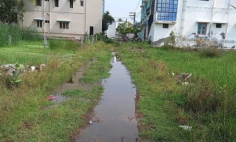 கிருஷ்ணகிரி முல்லை நகர் பகுதியில் நேற்று பெய்த மழையில் வீடுகளை சூழ்ந்திருக்கும் மழைநீரை காணலாம்.