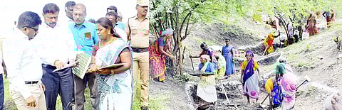 இலுப்பைக்குளம் கிராமத்தில் 100 நாள் வேலை திட்டப்பணிகளை கலெக்டர் ஜெயசீலன் ஆய்வு செய்தார்.&nbsp;
