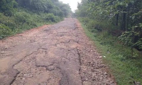 உருக்குலைந்து காணப்படும் வருசநாடு-வாலிப்பாறை சாலை.