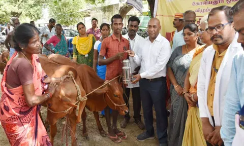 விழுப்புரம் மாவட்டம், காகுப்பத்தில், சிறப்பு கால்நடை சுகாதார மற்றும் விழிப்புணர்வு முகாமினை மாவட்ட கலெக்டர் பழனி தொடங்கி வைத்தார்.