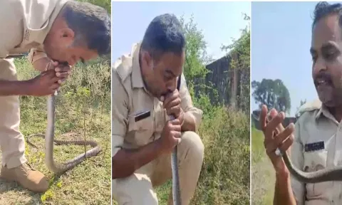 பாம்பிற்கு சி.பி.ஆரா? வைரலான வீடியோ: ரகுவரனாய் மாறிய கான்ஸ்டபிள்