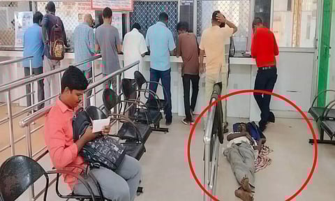 மரித்து போன மனிதாபிமானம்: செங்கல்பட்டு ரெயில் நிலைய கவுண்டரில் 5 மணி நேரம் கிடந்த இறந்தவர் உடல்