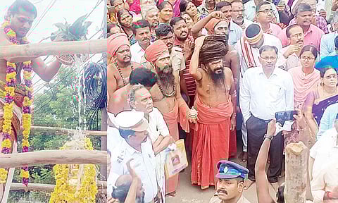 சித்தி விநாயகர் கோவில் கும்பாபிஷேகத்தில் பங்கேற்ற கலெக்டர் மகாபாரதி, தருமபுரம் ஆதீனம்,
