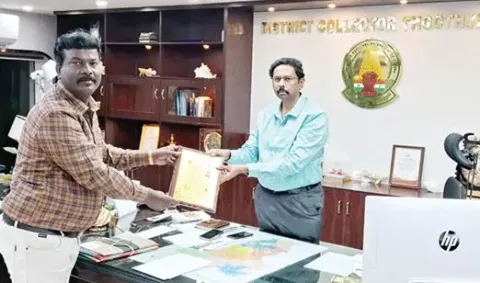 கலெக்டரிடம் வாழ்த்து பெற்ற சுற்றுச்சூழல் ஆர்வலர்