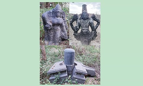 கண்டுபிடிக்கப்பட்ட சாமி சிலைகள்.