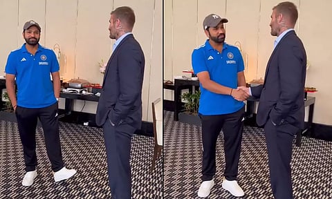 ஜெர்சியை மாற்றிக் கொண்ட ரோகித் சர்மா-டேவிட் பெக்காம்.. வைரலாகும் புகைப்படம்