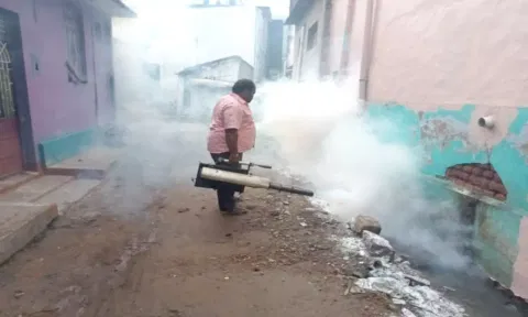 டெங்கு கொசு மருந்து அடிக்கும் பணி தீவிரம்