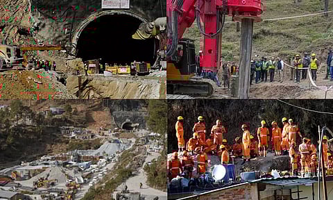 41 பேரை மீட்க ஆட்கள் மூலம் துளையிடும் பணியும் தொடங்கியது: செங்குத்தாக இதுவரை 22 மீட்டர் தூரத்துக்கு குழாய் அமைப்பு