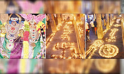 &nbsp;சுவாமி சிறப்பு அலங்காரத்தில் அருள்பாலித்ததையும், கோவிலில் தீபம் ஏற்றப்பட்டு உள்ளதையும் படத்தில் காணலாம்.