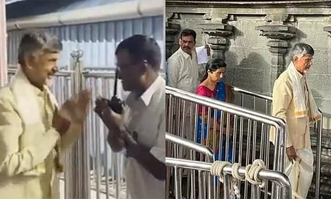 சந்திரபாபு நாயுடு சாமி தரிசனம்- ஏழுமலையான் காப்பாற்றுவார் என பேட்டி