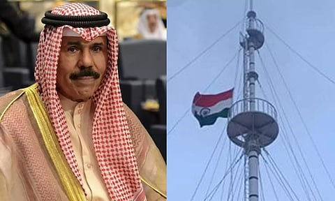 குவைத் மன்னர் மறைவு- சென்னை தலைமைச் செயலகத்தில் அரைக்கம்பத்தில் பறக்க விடப்பட்ட தேசிய கொடி