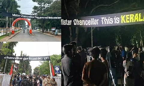 கேரளாவில் ஆளுநருக்கு எதிராக கல்லூரிகளில் பேனர்களை வைத்த எஸ்.எஃப்.ஐ.
