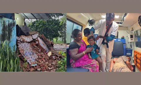 வருசநாடு அருகே வீடு இடிந்து விழுந்ததில் 3 பேர் படுகாயம்- கர்ப்பிணி உயிர் தப்பினார்