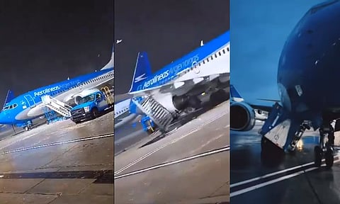 வீசும் கடும் புயலில் விமானமே நகர்ந்த அதிசயம்