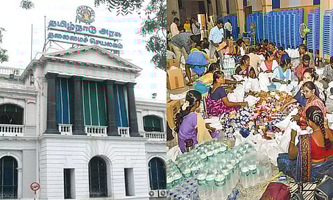 மழை வெள்ளத்தால் பாதிக்கப்பட்ட மக்களுக்கு வழங்குவதற்காக, உணவு பொருட்கள் மதுரையில் தயார் செய்யப்படுவதை  காணலாம்.
