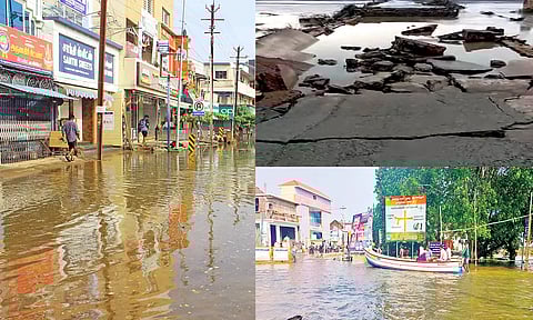 வெள்ளத்தில் சிக்கிய 50 ஆம்னி பஸ்கள்