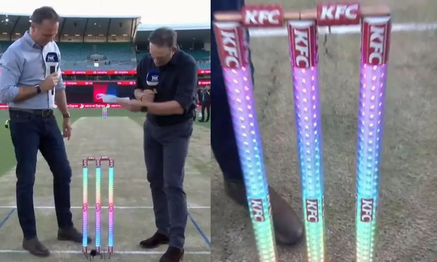 விக்கெட் மட்டுமல்ல பவுண்டரி சிக்சருக்கும் கூட மின்னும் ஸ்டெம்ப்.. வைரலாகும் வீடியோ