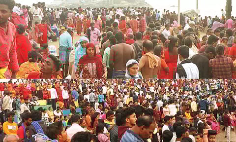 புத்தாண்டின் முதல் சூரிய உதயத்தை காண கன்னியாகுமரியில் திரண்ட சுற்றுலா பயணிகள்