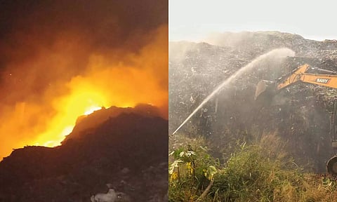 வலம்புரி விளை குப்பை கிடங்கில் பயங்கர தீ விபத்து: புகை மூட்டத்தால் குழந்தைகள், பெரியவர்கள் அவதி