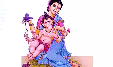 பார்வதிதேவியுடன் கணேசர்