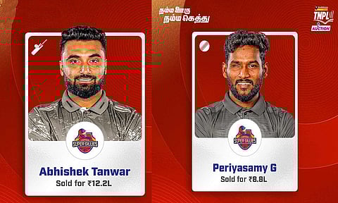 டிஎன்பிஎல் வீரர்கள் ஏலம்: பெரியசாமி, அபிஷேக் தன்வரை எடுத்தது சேப்பாக் சூப்பர் கில்லீஸ்