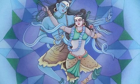 ஈசன், ஈஸ்வரிக்கு பரத நாட்டிய கலையை  கற்றுக்கொடுத்தல்