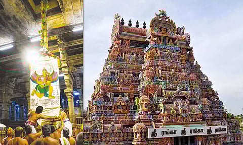 ஸ்ரீரங்கம் ரெங்கநாதர் கோவிலில் பங்குனி தேர் திருவிழா கொடியேற்றம்
