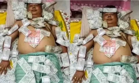 ரூ.500 நோட்டுக் குவியலில் படுத்து தூங்கும் அசாம் அரசியல் தலைவர்