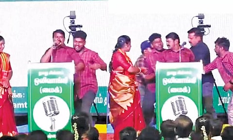 பிரசார மேடையில் சீமானுடன் செல்பி எடுக்க ஓடிவந்த வாலிபரால் பரபரப்பு