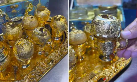 தங்கத்தட்டில் பரிமாறப்படும் புதிய வகை பானிபூரி