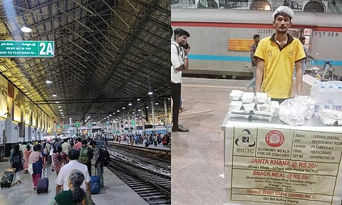 முன்பதிவு இல்லாத ரெயில் பெட்டி பயணிகளுக்கு மலிவு விலையில் உணவு