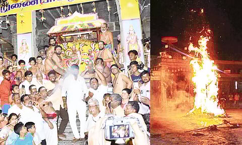 அருணாசலேஸ்வரர் கோவிலில் நடைபெற்ற மன்மத தகனம் நிகழ்ச்சி