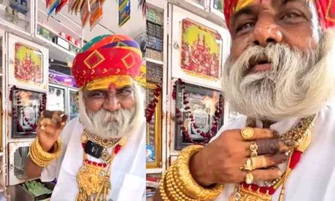 ரூ.2 கோடிக்கு தங்க நகை அணிந்து கலக்கும் 'பீடா' கடைக்காரர்