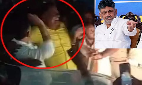 கர்நாடக துணை முதல்-மந்திரி, காங்கிரஸ் தொண்டரை அறைந்த  வீடியோ வைரல்