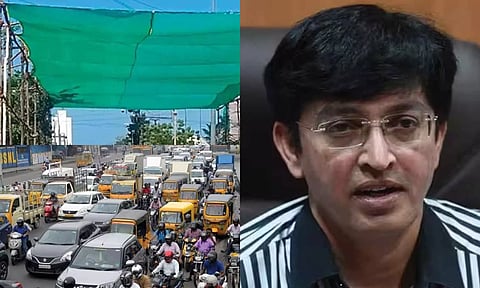 வாகன ஓட்டிகள் வசதிக்காக 10 இடங்களில் பச்சை நிற நிழல் பந்தல்கள்- கமிஷனர் ராதாகிருஷ்ணன்