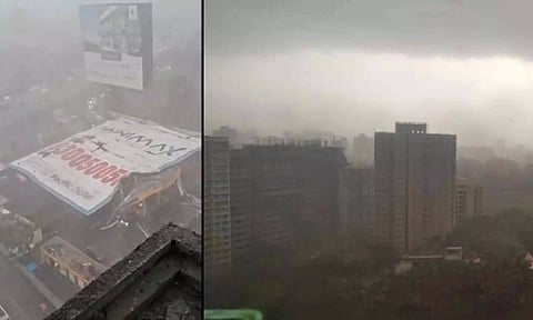 மும்பையில் வீசிய புழுதி புயலால் ராட்சத இரும்பு பேனர் விழுந்து 8 பேர் உயிழப்பு