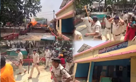 போலீஸ் கஸ்டடியில் உயிரிழந்த கணவன் - மனைவி.. காவல் நிலையத்துக்கு தீவைத்த கிராம மக்கள்