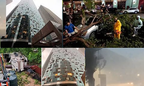 அமெரிக்காவில் புயலில் சிக்கி 4 பேர்  பலி.. சூறைக்காற்றில் தரைமட்டமான கட்டடங்கள் (வீடியோ)