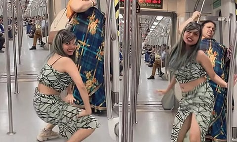 மெட்ரோ ரெயிலில் கவர்ச்சி நடனம் ஆடிய இளம்பெண்